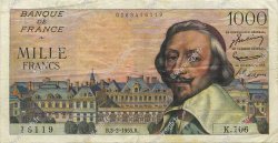 1000 Francs RICHELIEU FRANCE  1955 F.42.10 VF+
