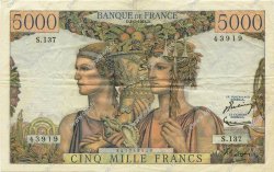 5000 Francs TERRE ET MER FRANCE  1953 F.48.09 XF
