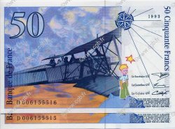 50 Francs SAINT-EXUPÉRY Consécutifs FRANCE  1993 F.72.02 UNC