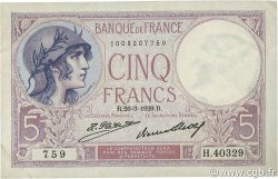 5 Francs FEMME CASQUÉE FRANCE  1929 F.03.13 VF+