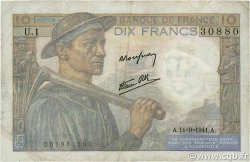 10 Francs MINEUR FRANCIA  1941 F.08.01 BC