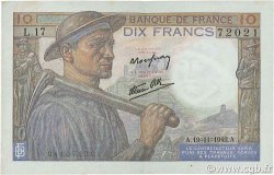 10 Francs MINEUR FRANCE  1942 F.08.05 VF+