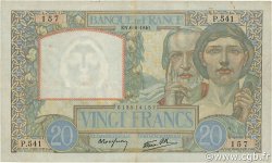 20 Francs TRAVAIL ET SCIENCE FRANCE  1940 F.12.03 TTB