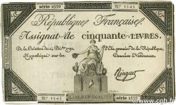 50 Livres FRANCE  1792 Ass.39a VF+