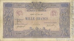1000 Francs BLEU ET ROSE FRANCE  1917 F.36.31 VG