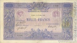 1000 Francs BLEU ET ROSE FRANCE  1921 F.36.37 VF