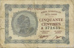 50 Centimes MINES DOMANIALES DE LA SARRE FRANKREICH  1920 VF.50.01 fS