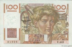 100 Francs JEUNE PAYSAN FRANCE  1952 F.28.32 XF+