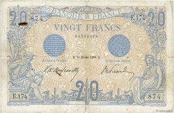 20 Francs BLEU FRANCE  1906 F.10.01 VG