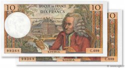 10 Francs VOLTAIRE Consécutifs FRANCIA  1971 F.62.51 q.AU