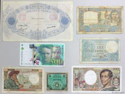 Lot de 7 billets : Pour Débuter une collection FRANCIA  1939 F.07-12-19-30-70-76-VF.16 RC a BC