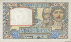 20 Francs TRAVAIL ET SCIENCE FRANCE  1941 F.12.13 VF+