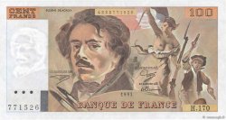 100 Francs DELACROIX imprimé en continu FRANCIA  1991 F.69bis.03a1 q.AU