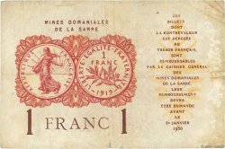 1 Franc MINES DOMANIALES DE LA SARRE FRANCIA  1920 VF.51.02 BC
