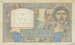20 Francs TRAVAIL ET SCIENCE FRANCE  1940 F.12.04 VF