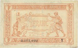 1 Franc TRÉSORERIE AUX ARMÉES 1919 FRANKREICH  1919 VF.04.12 fVZ