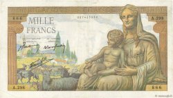 1000 Francs DÉESSE DÉMÉTER FRANCE  1942 F.40.02 pr.TTB