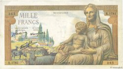 1000 Francs DÉESSE DÉMÉTER FRANKREICH  1942 F.40.10 SS