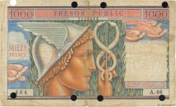 1000 Francs TRÉSOR PUBLIC Annulé FRANCIA  1955 VF.35.01 RC