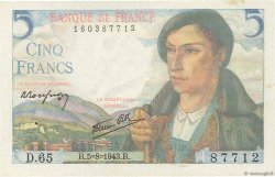 5 Francs BERGER FRANCE  1943 F.05.03 XF