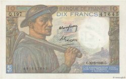 10 Francs MINEUR FRANCE  1949 F.08.22 XF-