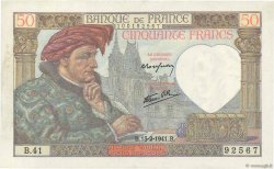 50 Francs JACQUES CŒUR FRANCE  1941 F.19.06 pr.SUP
