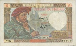 50 Francs JACQUES CŒUR FRANCIA  1941 F.19.05 MBC