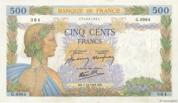 500 Francs LA PAIX FRANCIA  1942 F.32.41 AU+