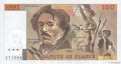 100 Francs DELACROIX imprimé en continu Fauté FRANKREICH  1991 F.69bis.04a VZ+
