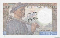 10 Francs MINEUR FRANCE  1942 F.08.05 pr.SPL