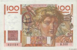 100 Francs JEUNE PAYSAN FRANKREICH  1953 F.28.36 VZ