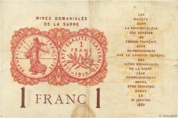 1 Franc MINES DOMANIALES DE LA SARRE FRANKREICH  1920 VF.51.02 S