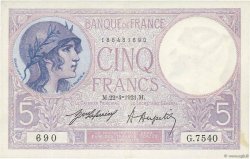 5 Francs FEMME CASQUÉE FRANCIA  1921 F.03.05