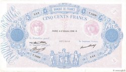 500 Francs BLEU ET ROSE FRANCE  1936 F.30.37 TTB