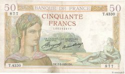 50 Francs CÉRÈS FRANKREICH  1936 F.17.25 S