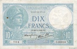 10 Francs MINERVE modifié FRANCE  1940 F.07.22 TB+