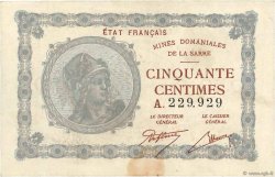 50 Centimes MINES DOMANIALES DE LA SARRE FRANCE  1920 VF.50.01 VF