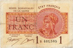 1 Franc MINES DOMANIALES DE LA SARRE FRANKREICH  1920 VF.51.02