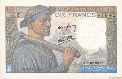 10 Francs MINEUR FRANCE  1941 F.08.02 AU-