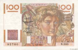 100 Francs JEUNE PAYSAN FRANCE  1954 F.28.41 VF+