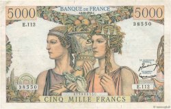 5000 Francs TERRE ET MER FRANCE  1952 F.48.07 VF-