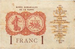 1 Franc MINES DOMANIALES DE LA SARRE FRANKREICH  1920 VF.51.04 S