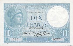 10 Francs MINERVE modifié FRANCE  1940 F.07.17 XF+