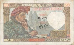 50 Francs JACQUES CŒUR FRANCIA  1940 F.19.01 BC+