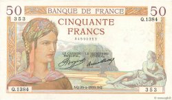 50 Francs CÉRÈS FRANCE  1935 F.17.08 VF