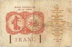 1 Franc MINES DOMANIALES DE LA SARRE FRANKREICH  1920 VF.51.01 fS