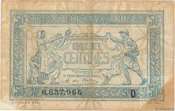 50 Centimes TRÉSORERIE AUX ARMÉES 1917 FRANCIA  1917 VF.01.04 BC