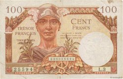 100 Francs TRÉSOR FRANÇAIS FRANKREICH  1947 VF.32.03 fS