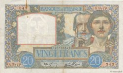 20 Francs TRAVAIL ET SCIENCE FRANCE  1941 F.12.18 VF-