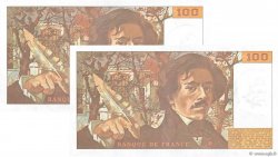 100 Francs DELACROIX modifié Consécutifs FRANCE  1985 F.69.09 pr.SPL